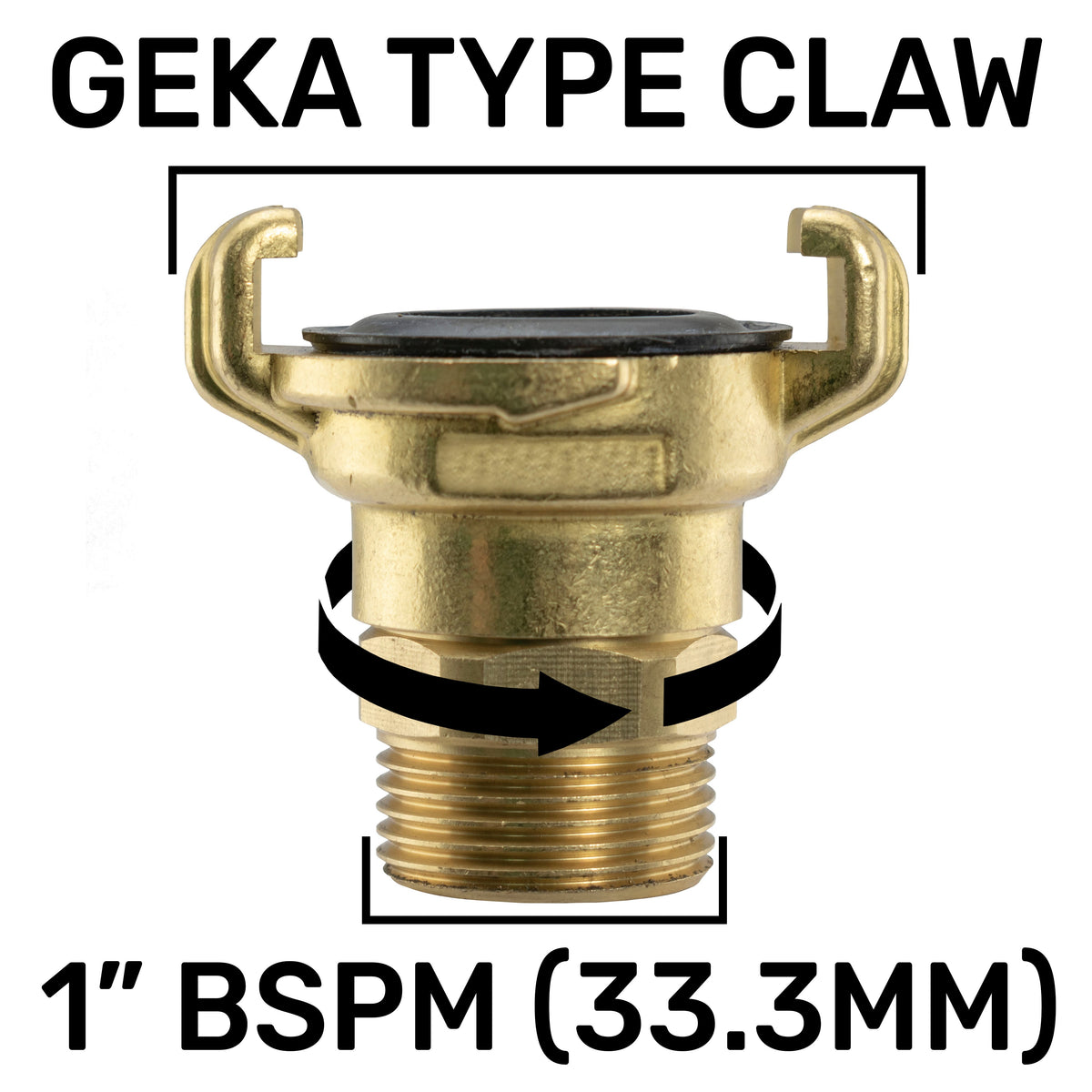 Brass GEKA Style Claw Swivel Hose Connector, 1" BSPM
