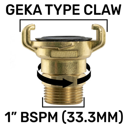 Brass GEKA Style Claw Swivel Hose Connector, 1" BSPM
