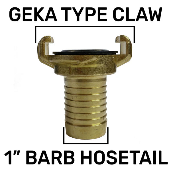 Brass GEKA Style Claw Hosetail Connector, 1"