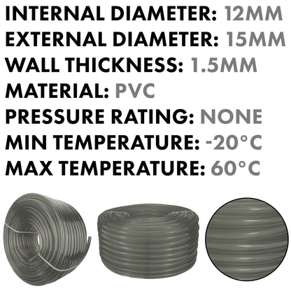 12mm Grey Tinted PVC Technical Hose