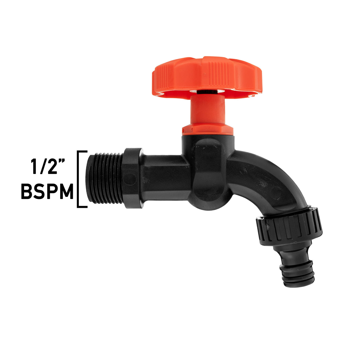 Black Plastic Quick Connector Bib Tap, 1/2" BSP