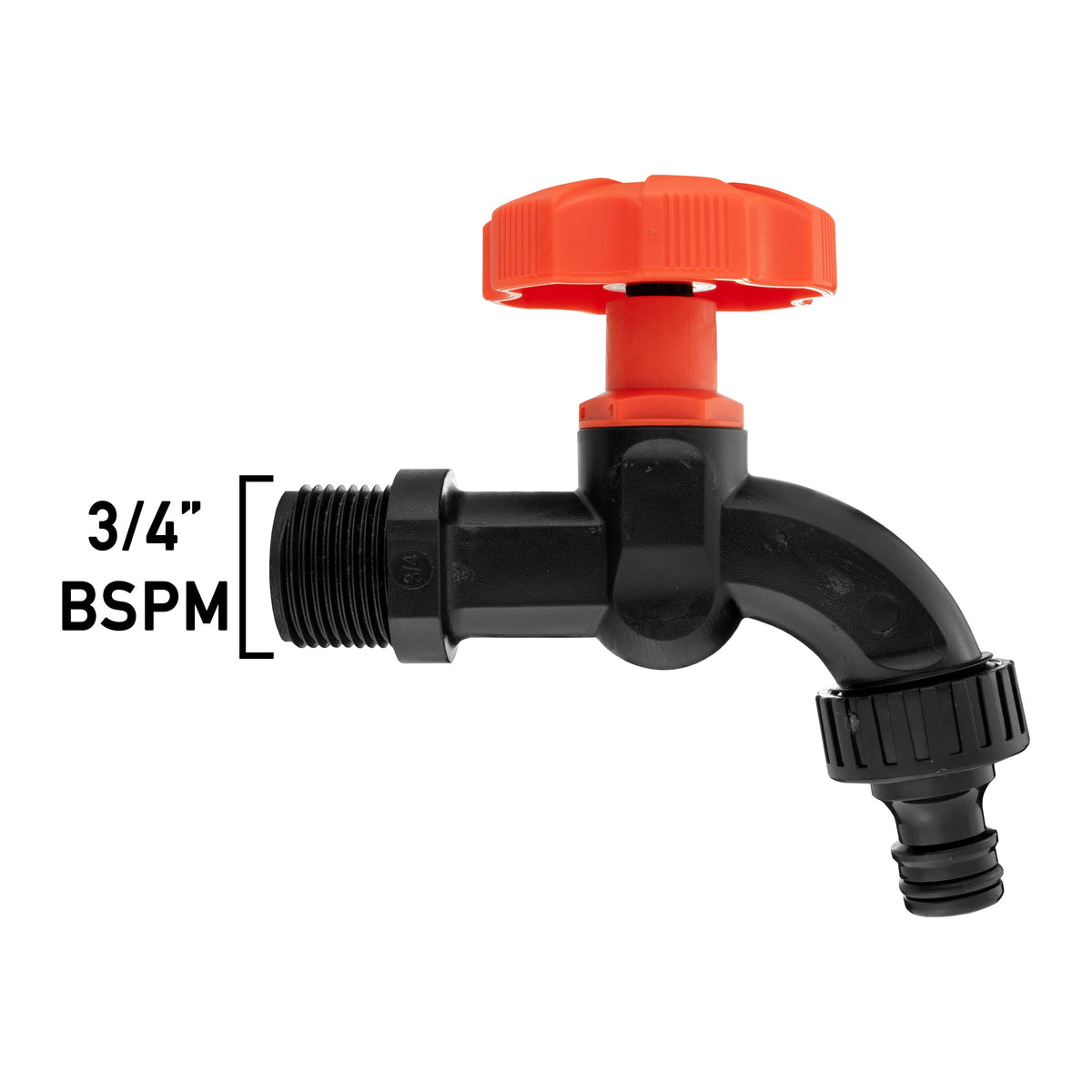 Black Plastic Quick Connector Bib Tap, 3/4" BSP