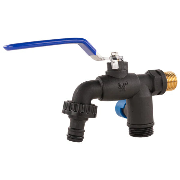 Nylon Quick Connector Dual Outlet Lever Tap, 1/2" BSP