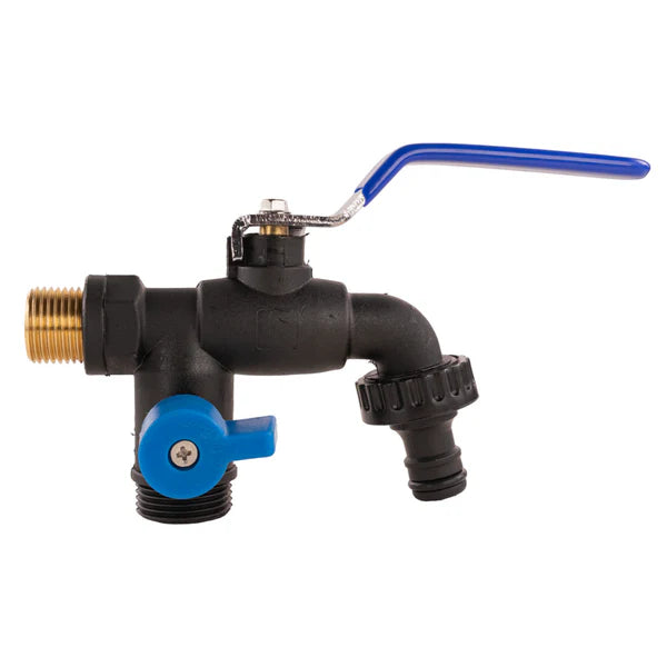 Nylon Quick Connector Dual Outlet Lever Tap, 1/2" BSP