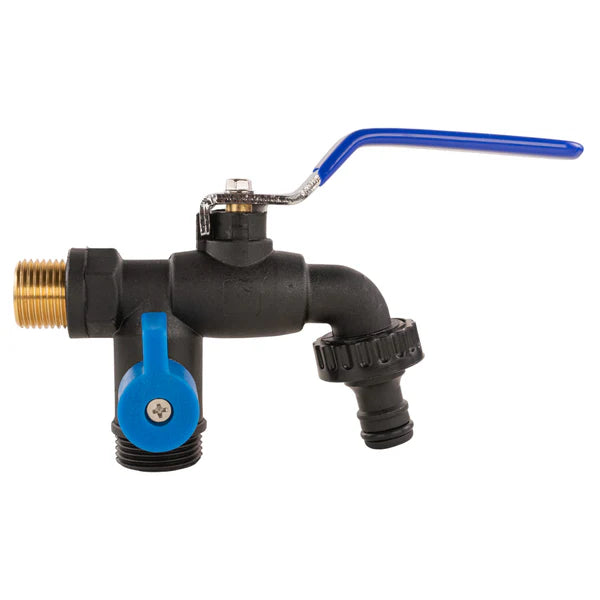 Nylon Quick Connector Dual Outlet Lever Tap, 1/2" BSP