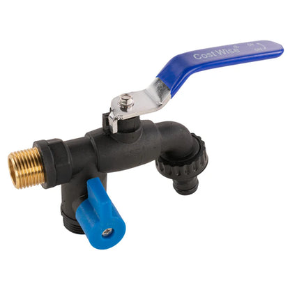 Nylon Quick Connector Dual Outlet Lever Tap, 1/2" BSP