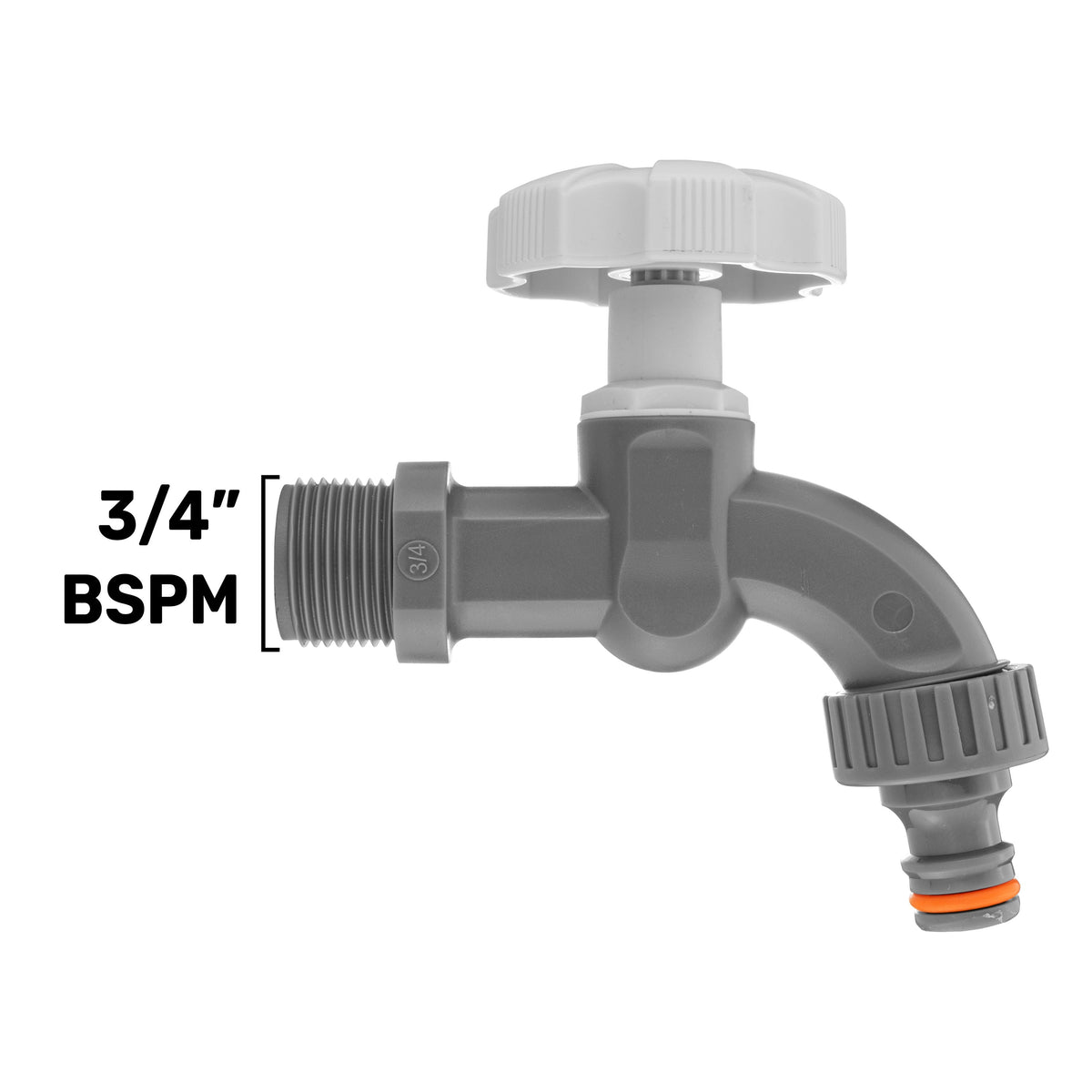 Grey Plastic Quick Connector Bib Tap, 3/4" BSP