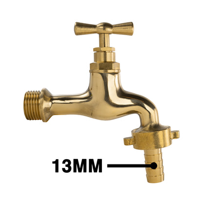 1/2" BSP Polished Vintage Style Bib Taps with Hosetail or Quick Connector Outlet