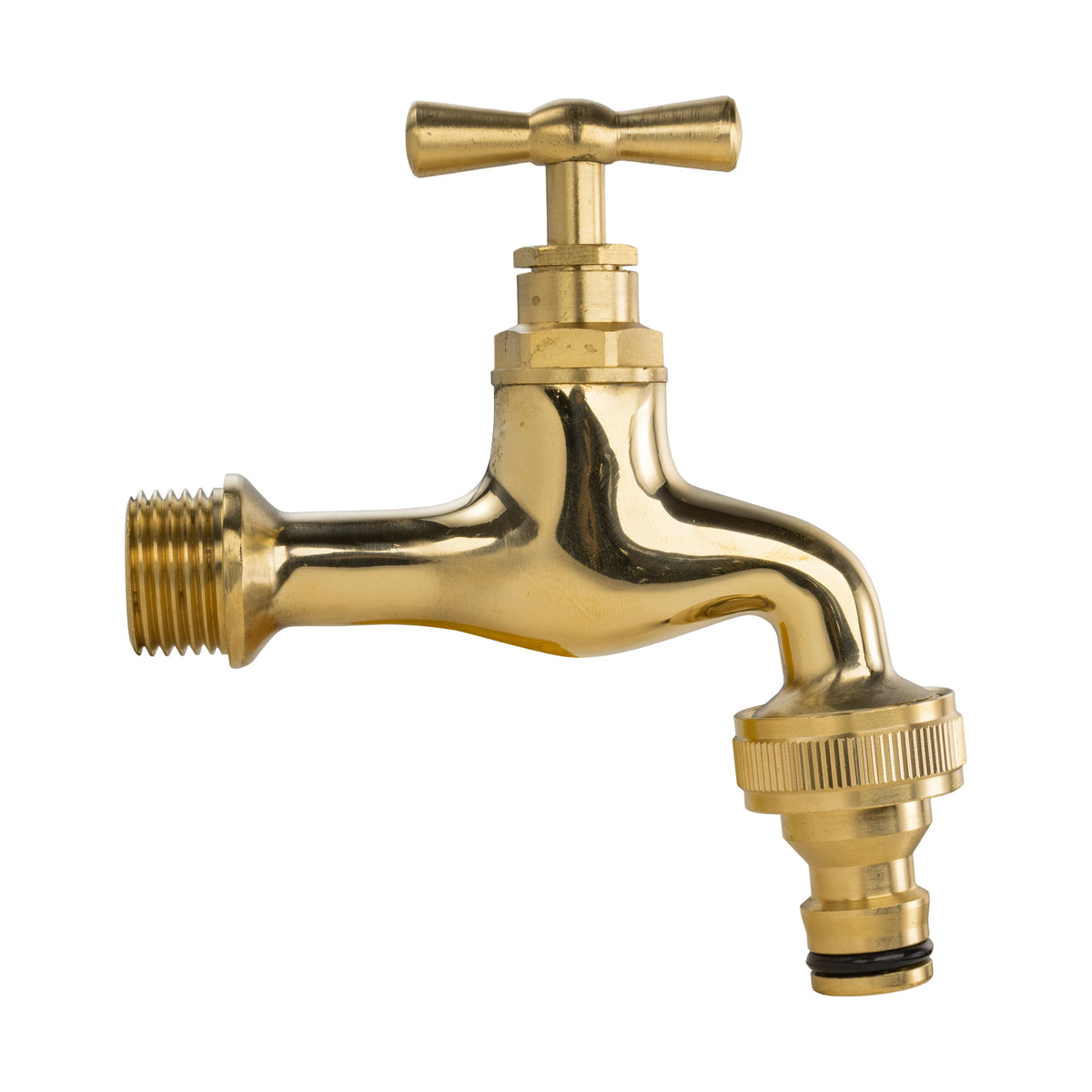 1/2" BSP Polished Vintage Style Bib Taps with Hosetail or Quick Connector Outlet