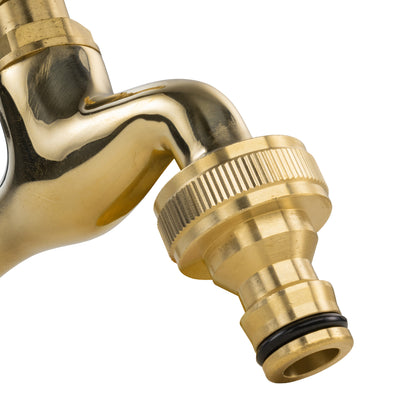 1/2" BSP Polished Vintage Style Bib Taps with Hosetail or Quick Connector Outlet