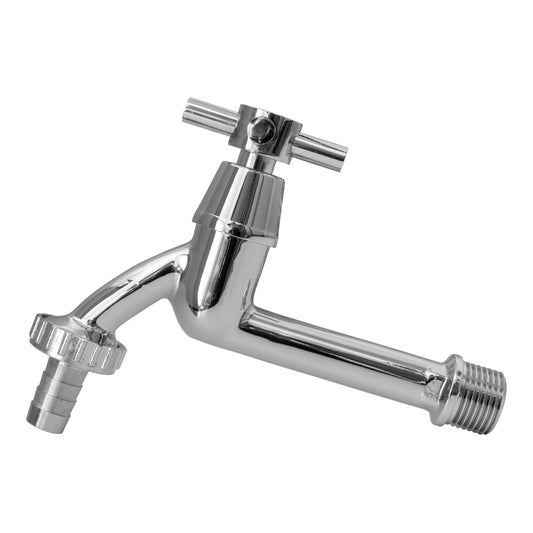 Chrome Barbed Single Turn Extended Bib Tap, 1/2" BSP