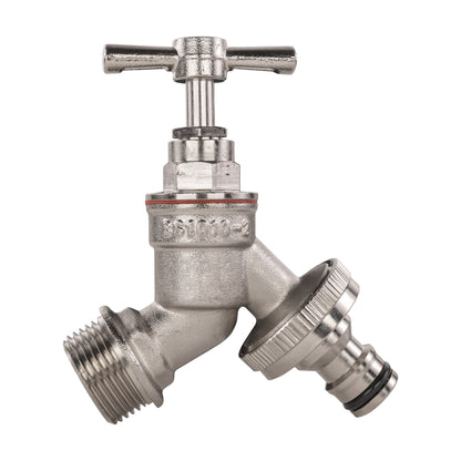 Nickel Plated Brass Garden Bib Tap, 3/4" or 1/2" BSP Thread