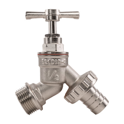 Nickel Plated Brass Barbed Bib Tap, 1/2" BSP