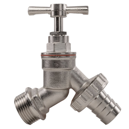 Nickel Plated Brass Garden Bib Tap, 3/4" or 1/2" BSP Thread