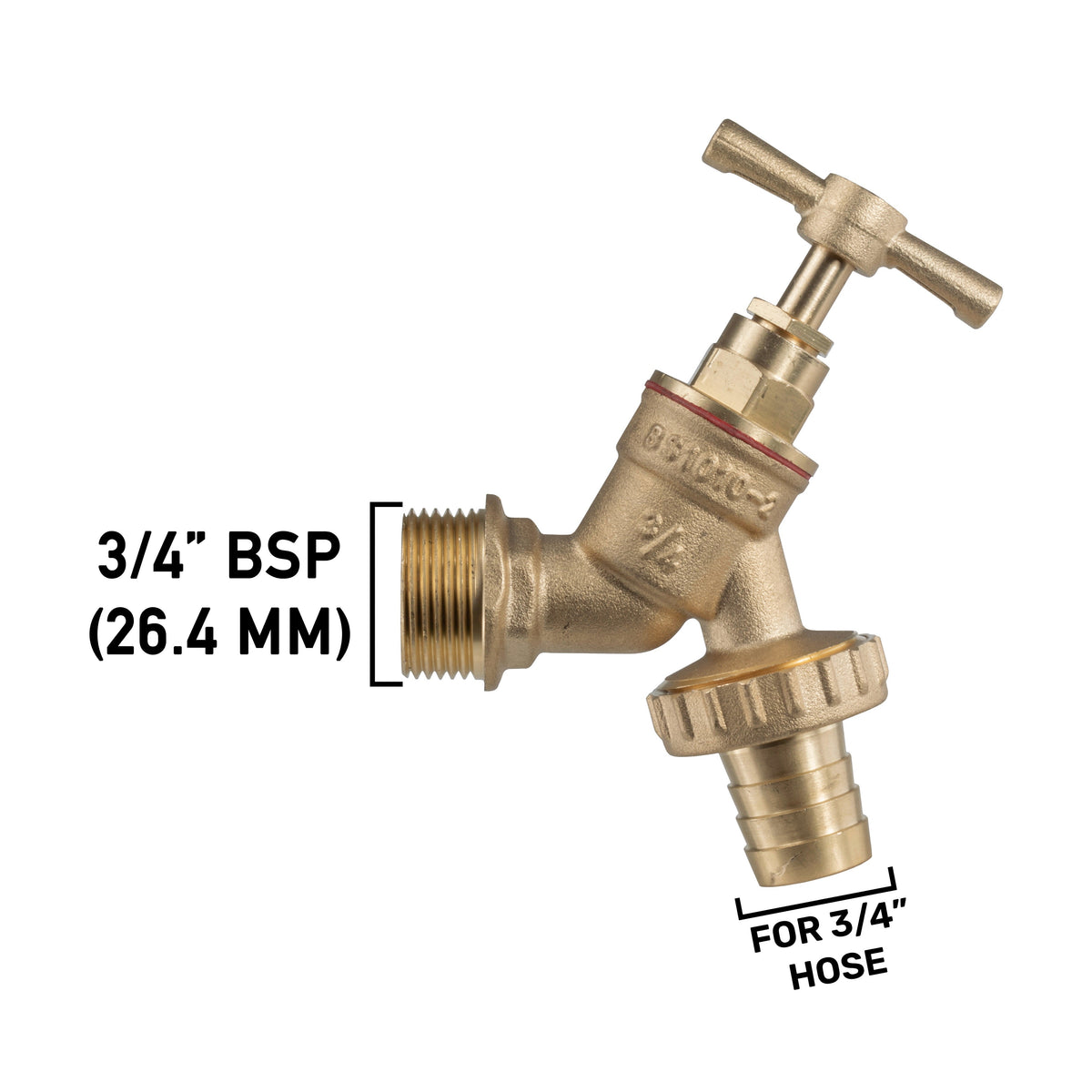 Brass Barbed Bib Tap, 3/4" BSP