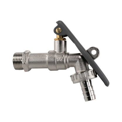 Brass Barbed Through Handle Lockable Tap, 1/2" BSP
