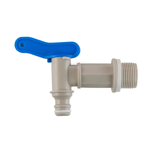 Plastic Water Butt Tap 3/4" BSP Quick Connect or Barbed Outlet