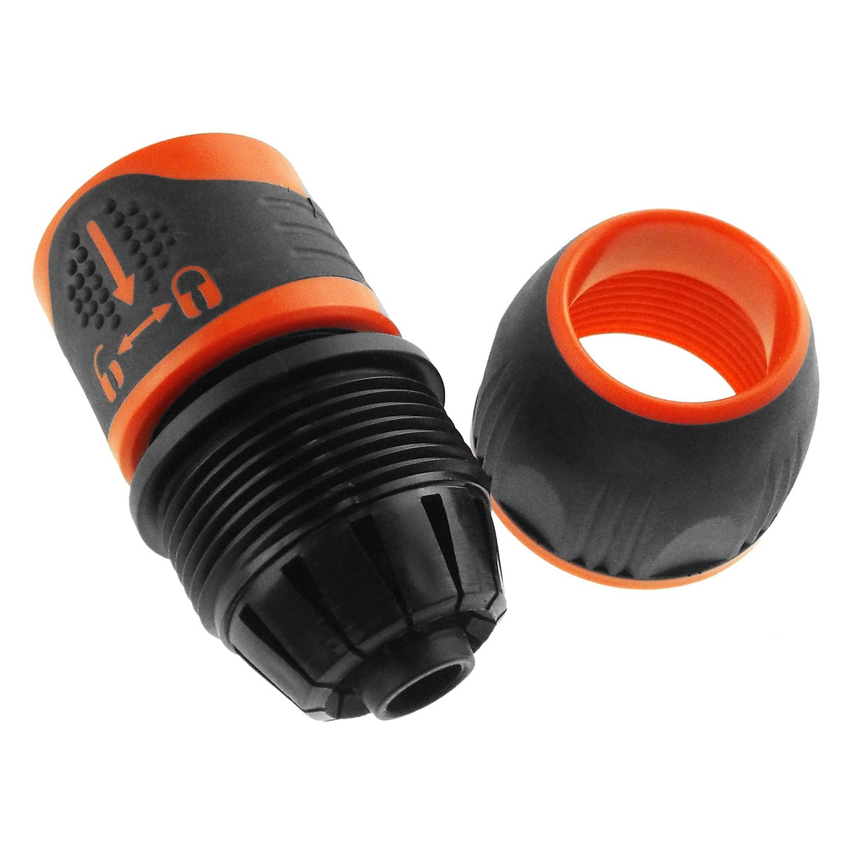 1/2" & 3/4" Female Hose Connector - Lockable Design, Black