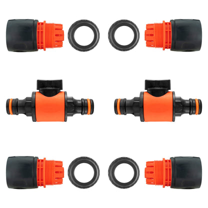 In-Line Valve with Quick Connectors - 6 Piece Set, Black