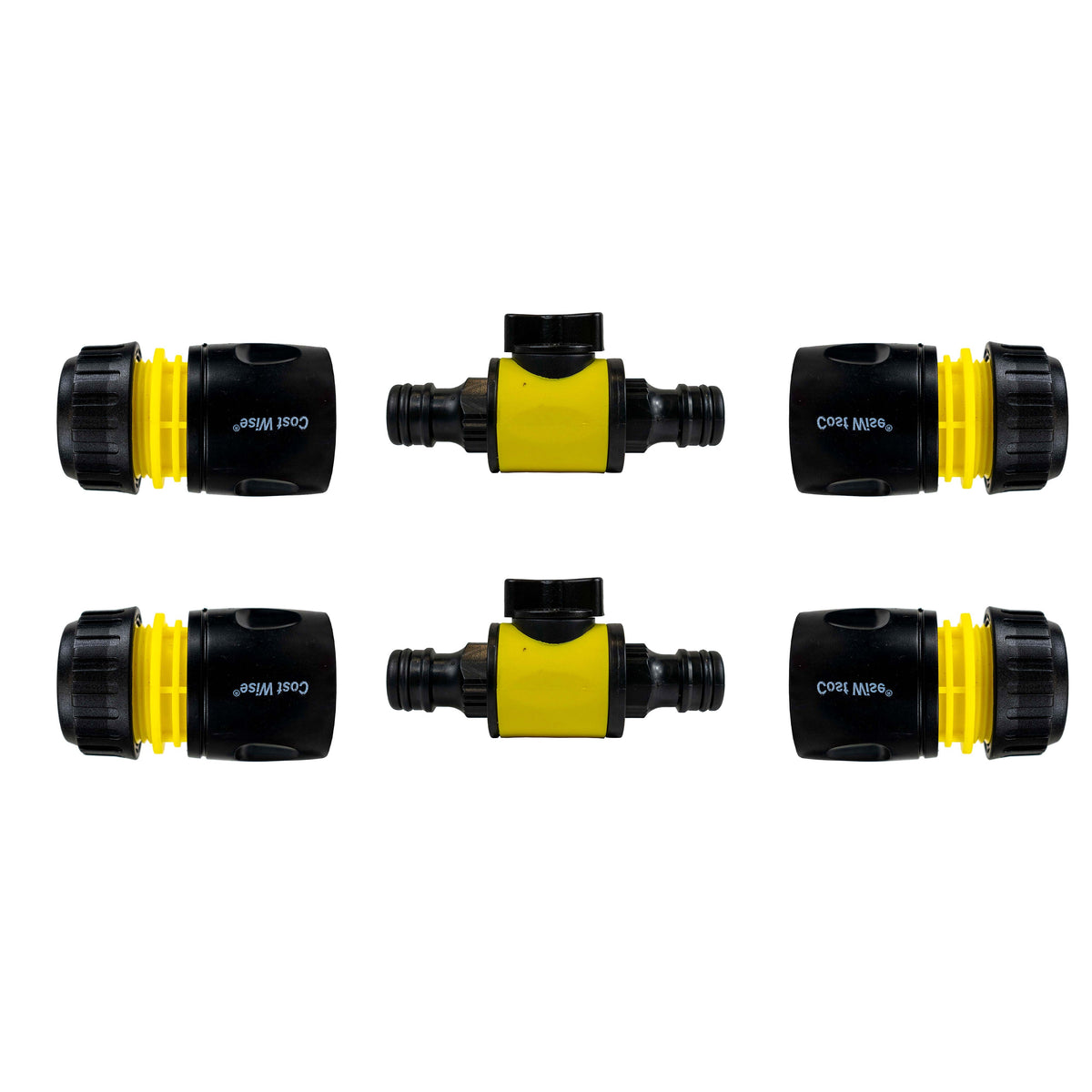 In-Line Valve with Quick Connectors - 6 Piece Set, Yellow