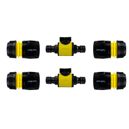 In-Line Valve with Quick Connectors - 6 Piece Set, Yellow