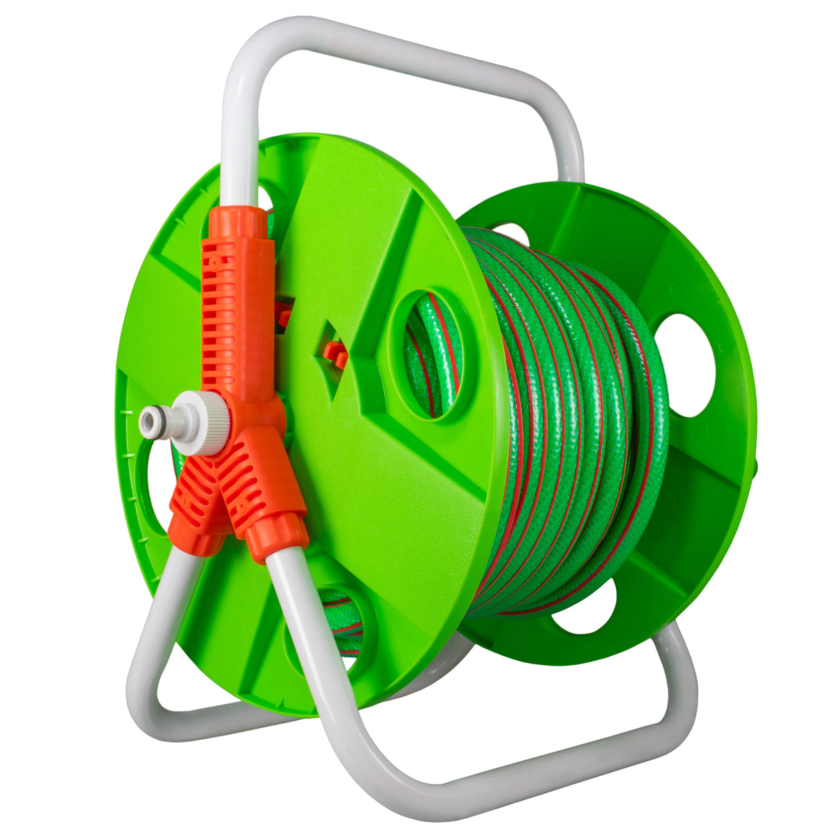 Hose Pipe Storage Reel Holder with 15m Premium 6-Layer Green Hose