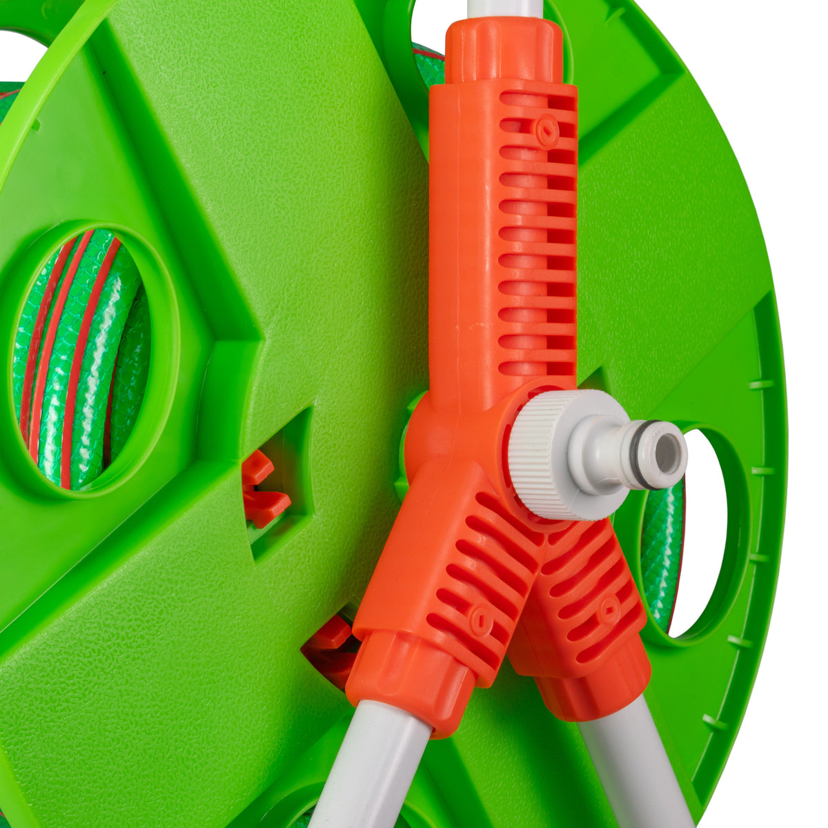 Hose Pipe Storage Reel Holder with 15m Premium 6-Layer Green Hose