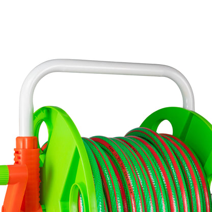 Hose Pipe Storage Reel Holder with 15m Premium 6-Layer Green Hose