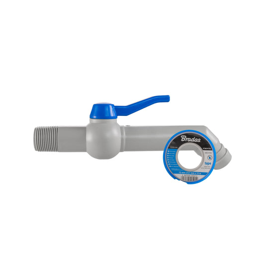 45 Degree PP Barbed Lever Tap, 1" BSP + PTFE