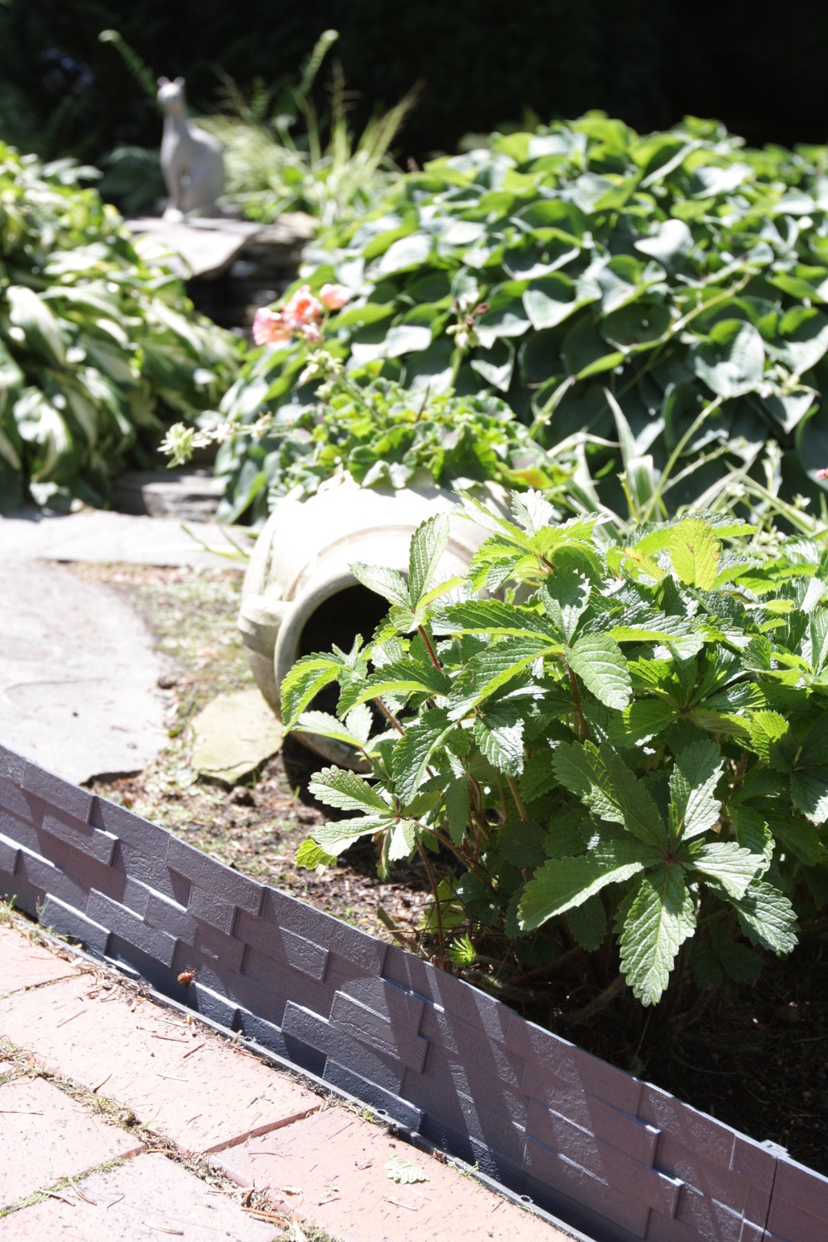 Grey Slate Texture Palisade Lawn Edging, 2.38m