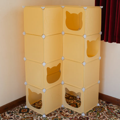 Cream Kitty Cubby Cat Cube Buildable Play Tower, Large