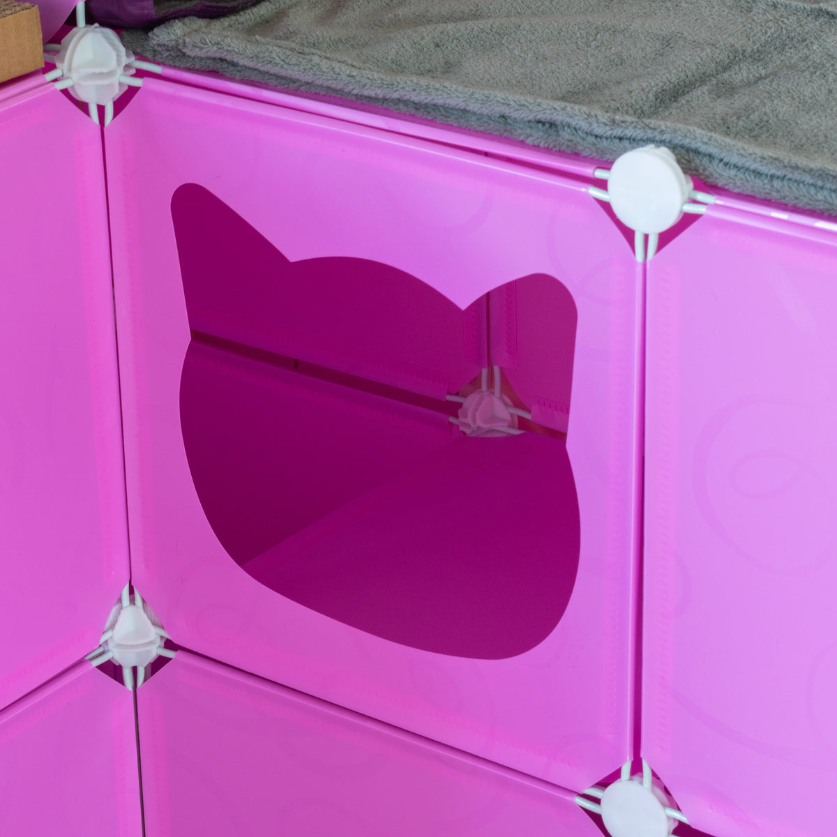 Pink Kitty Cubby Cat Cube Buildable Play Tower, Large