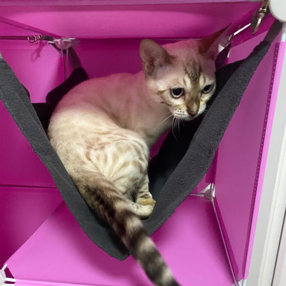 Pink Kitty Cubby Cat Cube Buildable Play Tower, Large