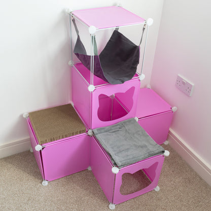 Pink Kitty Cubby Cat Cube Buildable Play Tower, Medium