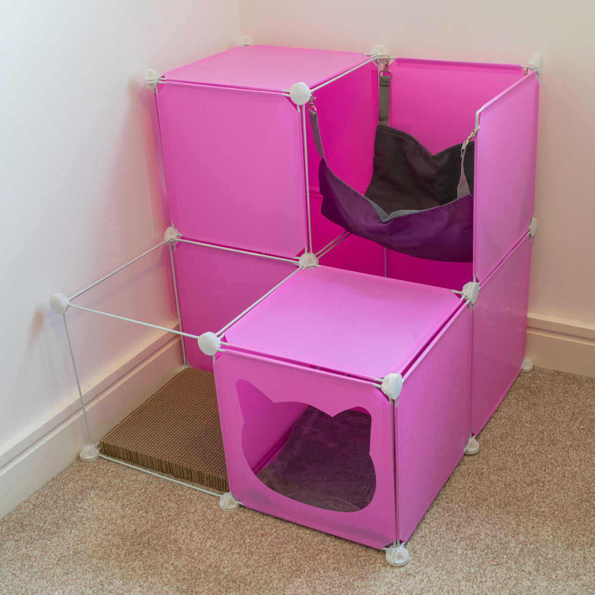 Pink Kitty Cubby Cat Cube Buildable Play Tower, Medium