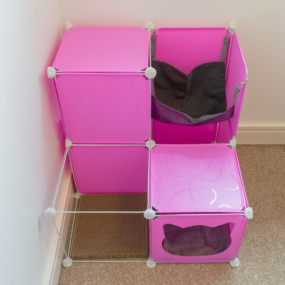 Pink Kitty Cubby Cat Cube Buildable Play Tower, Medium