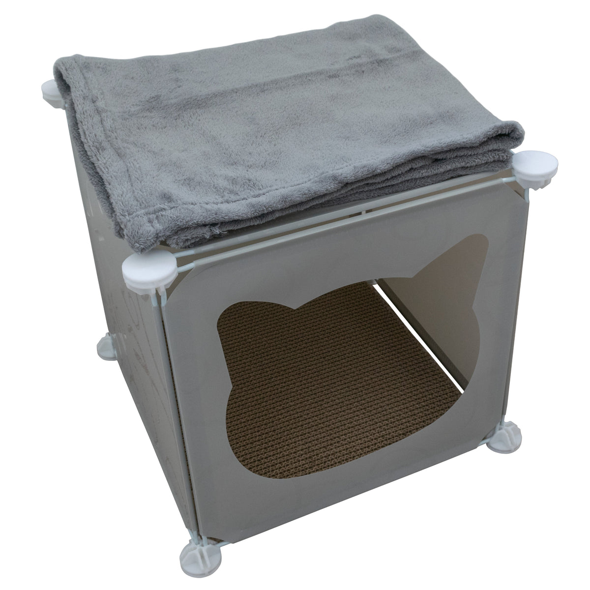 Grey Kitty Cubby Cat Tower Play House, Small