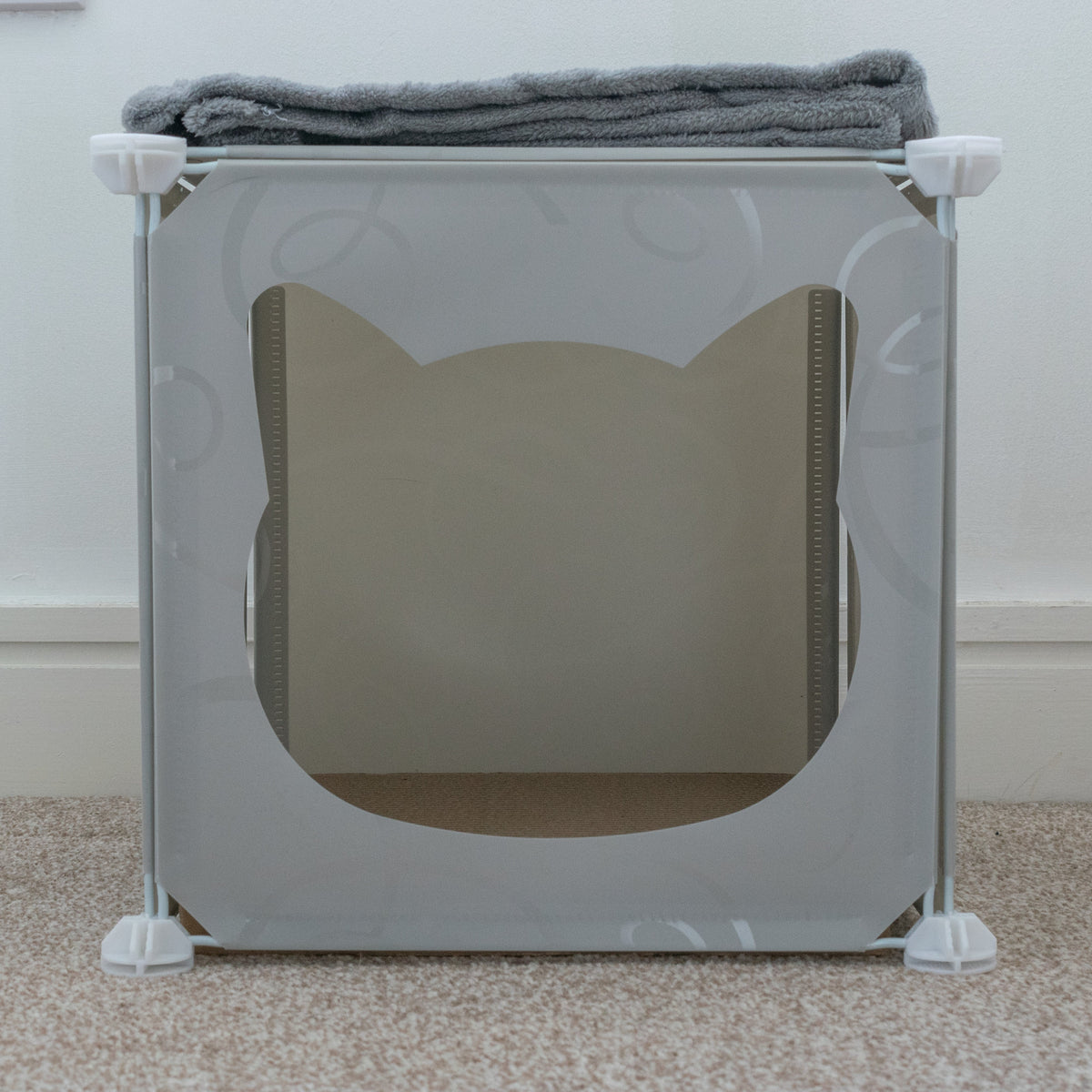 Grey Kitty Cubby Cat Tower Play House, Small