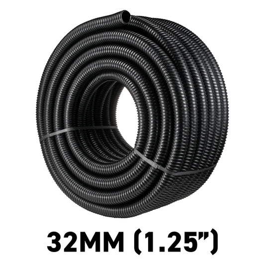 32MM BLACK CORRUGATED FLEXIBLE POND HOSE PUMP GARDEN PIPE TUBE FISH MARINE FLEXI