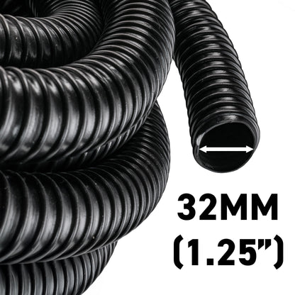 32MM BLACK CORRUGATED FLEXIBLE POND HOSE PUMP GARDEN PIPE TUBE FISH MARINE FLEXI