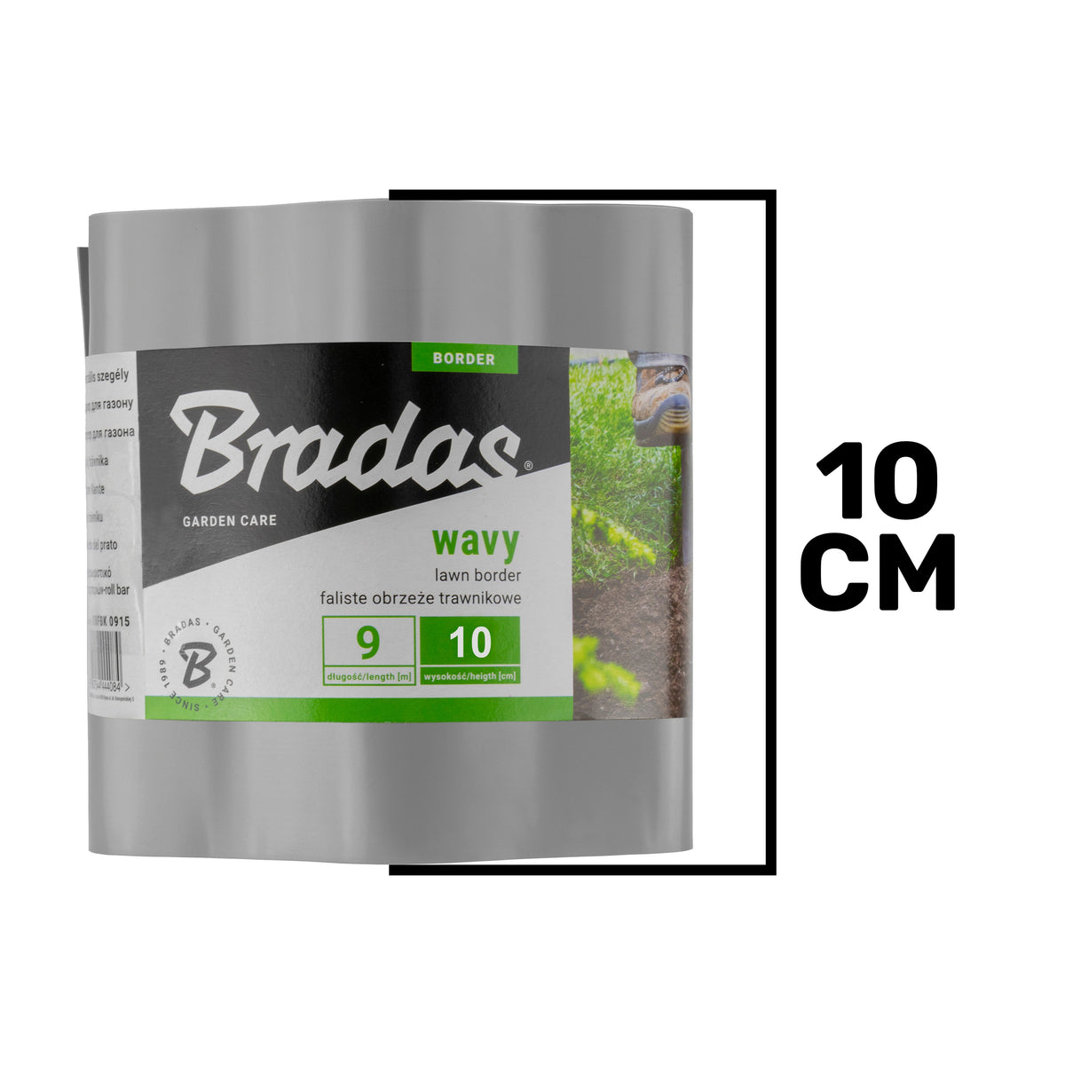 Light Grey Crinkled Flexible Lawn Edging, 10cm Height