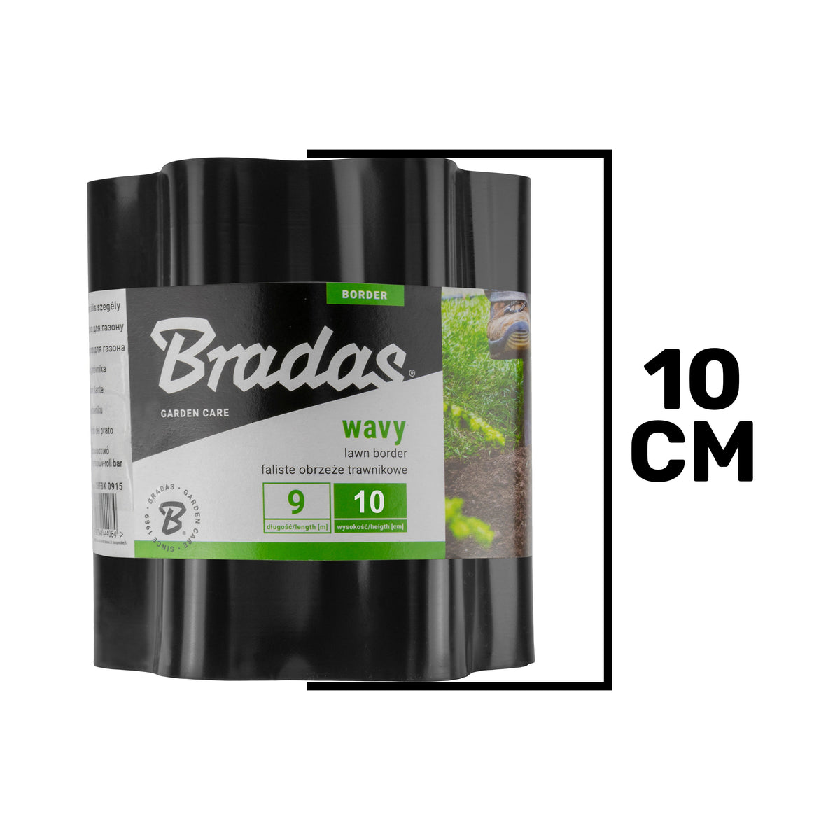 Black Crinkled Flexible Lawn Edging, 10cm Height