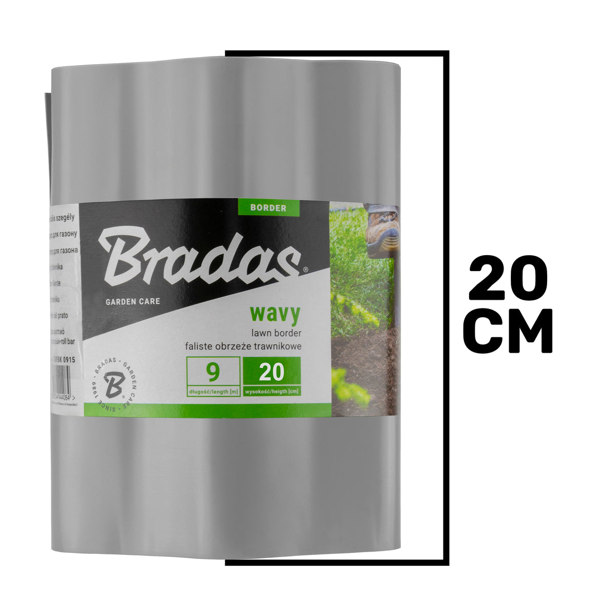 Light Grey Crinkled Flexible Lawn Edging, 20cm Height