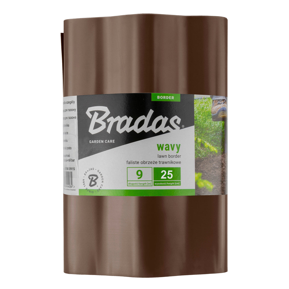 Brown Crinkled Flexible Lawn Edging, 25cm Height
