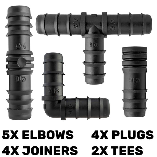 1/2" Irrigation Pipe Mixed Connectors, Pack of 15