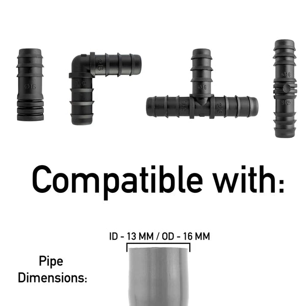 1/2" Irrigation Pipe Mixed Connectors, Pack of 10