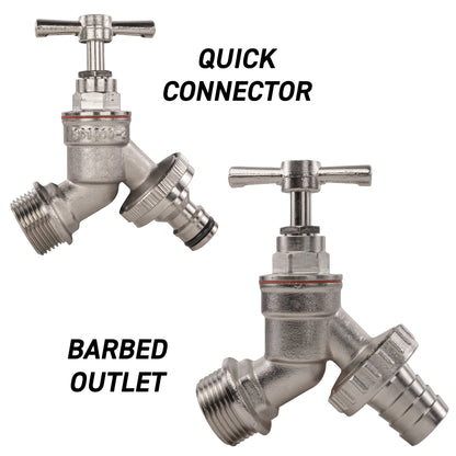 Nickel Plated Brass Garden Bib Tap, 3/4" or 1/2" BSP Thread
