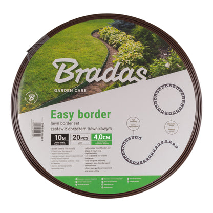 Brown Curved Lawn Edging Set with Pegs, 40mm Height