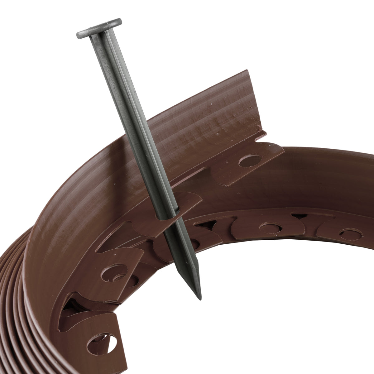 Brown Curved Lawn Edging Set with Pegs, 40mm Height