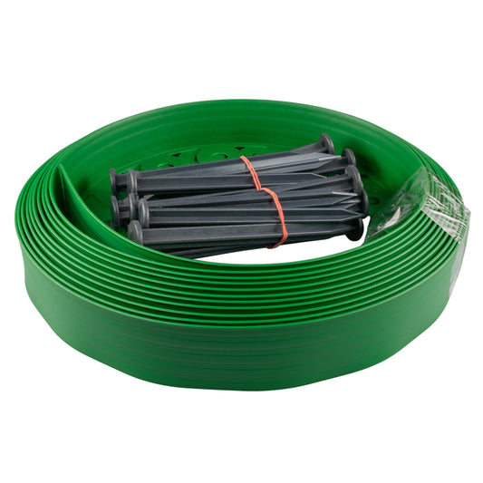 Green Curved Lawn Edging Set with Pegs, 60mm Height